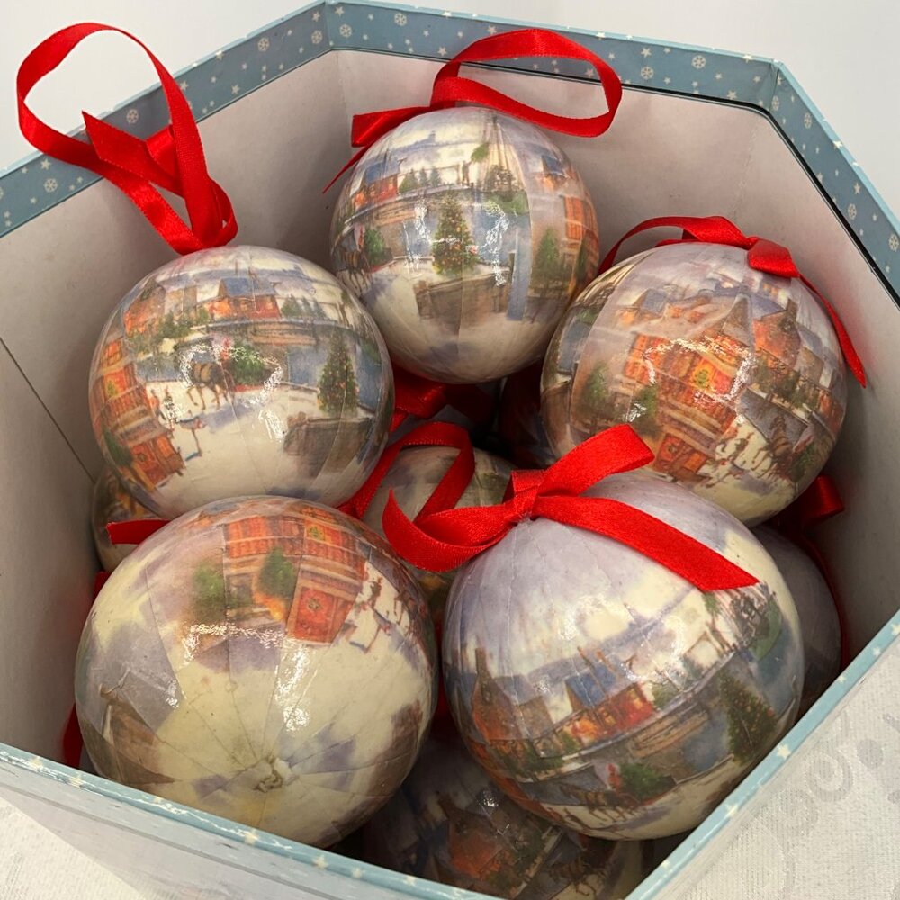 Norman Rockwell Style Christmas‎ Ornaments 12 Decoupage
